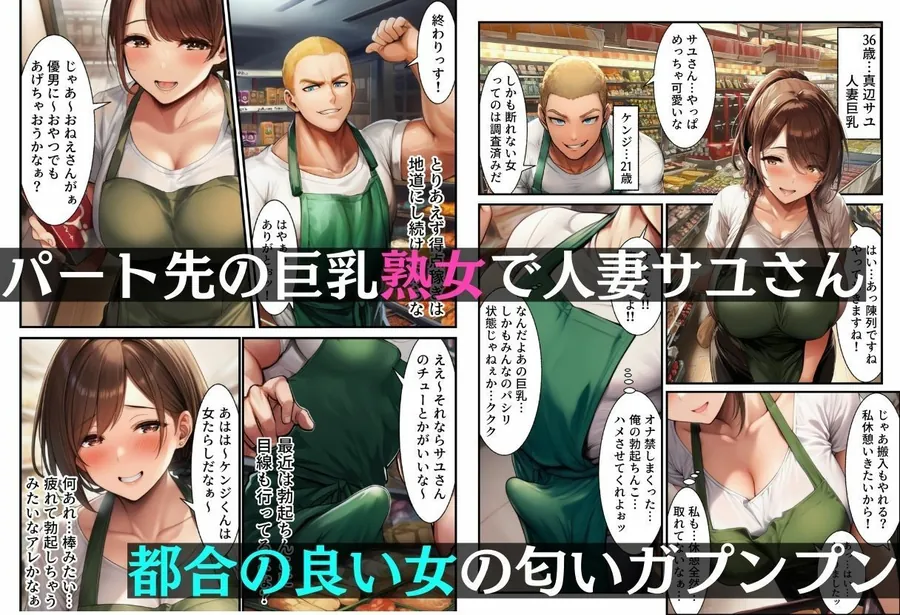 【無料エロ漫画・同人】36歳のパート先熟女が巨乳でエロ過ぎてマッチョな俺が食い散らかすはずが…ッ-1枚目