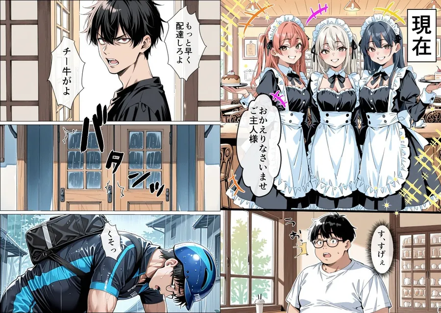 【無料エロ漫画・同人】Ub●rの配達先で推しコンカフェ嬢が彼氏とヤってた話-7枚目
