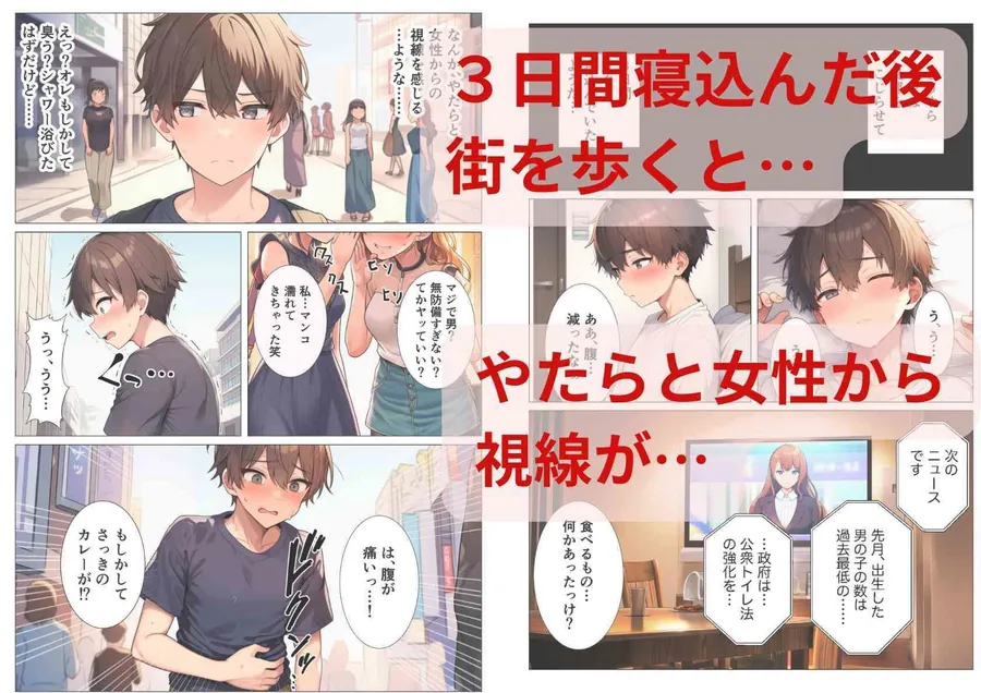 【無料エロ漫画・同人】貞操観念逆転世界で公衆トイレに入ったら女子校生に襲われた話-1枚目