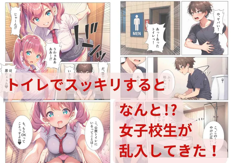【無料エロ漫画・同人】貞操観念逆転世界で公衆トイレに入ったら女子校生に襲われた話-2枚目