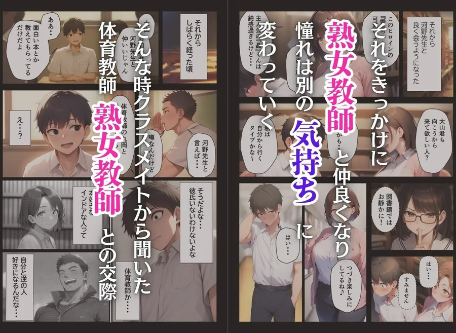 【無料エロ漫画・同人】憧れのむちむち熟女教師と特別課外セックスで童貞卒業-2枚目