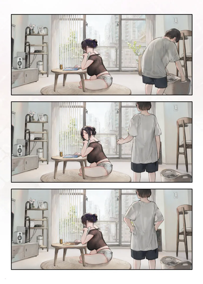 【無料エロ漫画・同人】ご近所の奥さん休みの日は家で暇そう-1枚目