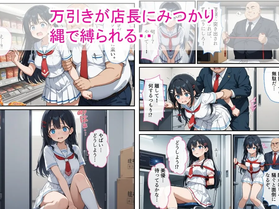 【無料エロ漫画・同人】万引き姉妹女子校生をスーパーの店長が縛り中出しした話-2枚目