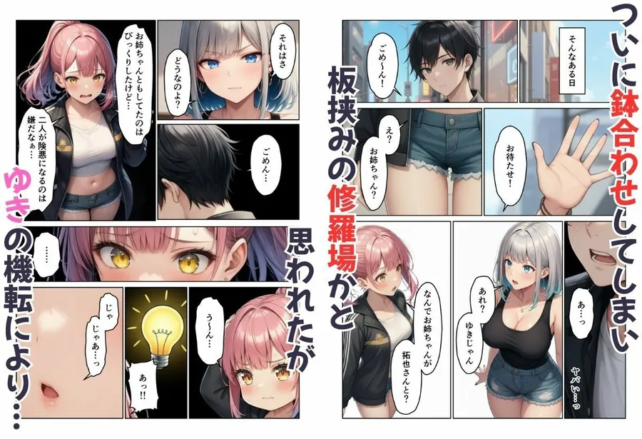 【無料エロ漫画・同人】ギャル姉妹丼！  姉の相談にのったら妹まで付いてきてハーレム-9枚目