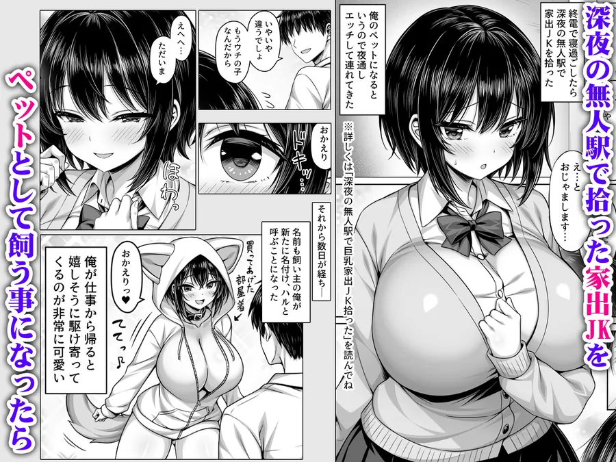 【無料エロ漫画・同人】深夜の無人駅で拾った巨乳家出JKの飼い主の日常-1枚目