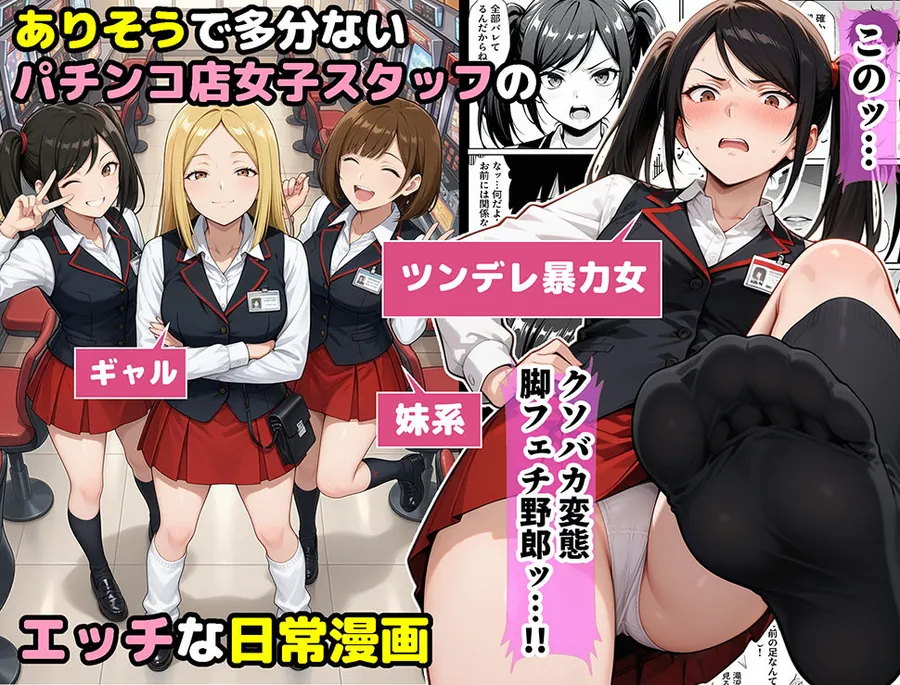【無料エロ漫画・同人】パチンコ店長の俺。女子スタッフのシコい足で毎日脳汁出してたらイチャラブSEXする事になった！〜ただし時々殴られる〜-2枚目