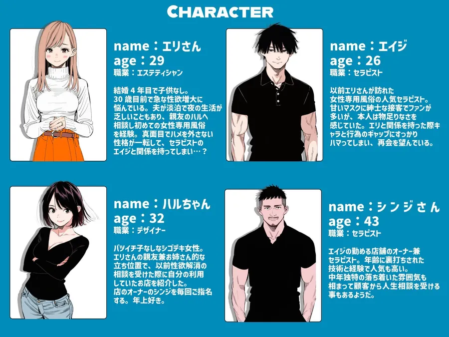 【無料エロ漫画・同人】【続編:エリさん2】人妻達の憂鬱・真面目な人妻エリさん2親友のハルちゃんと一緒に風俗編-1枚目