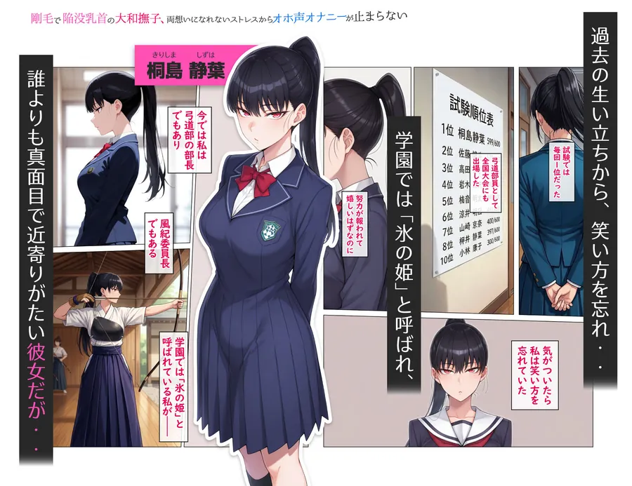 【無料エロ漫画・同人】剛毛で陥没乳首の大和撫子、両想いになれないストレスからオホ声オナニーが止まらない-1枚目