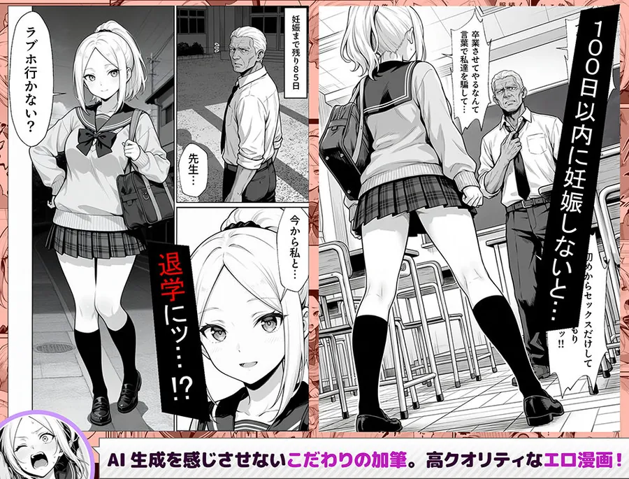 【無料エロ漫画・同人】100日後に妊娠する女子校生  〜井高  美優莉 編〜-1枚目
