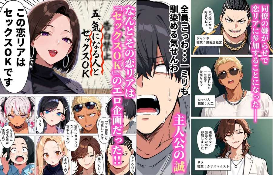 【無料エロ漫画・同人】ギャル上等〜「セックスOK」の恋愛リアリティーショーで童貞が巨根無双する話〜-2枚目