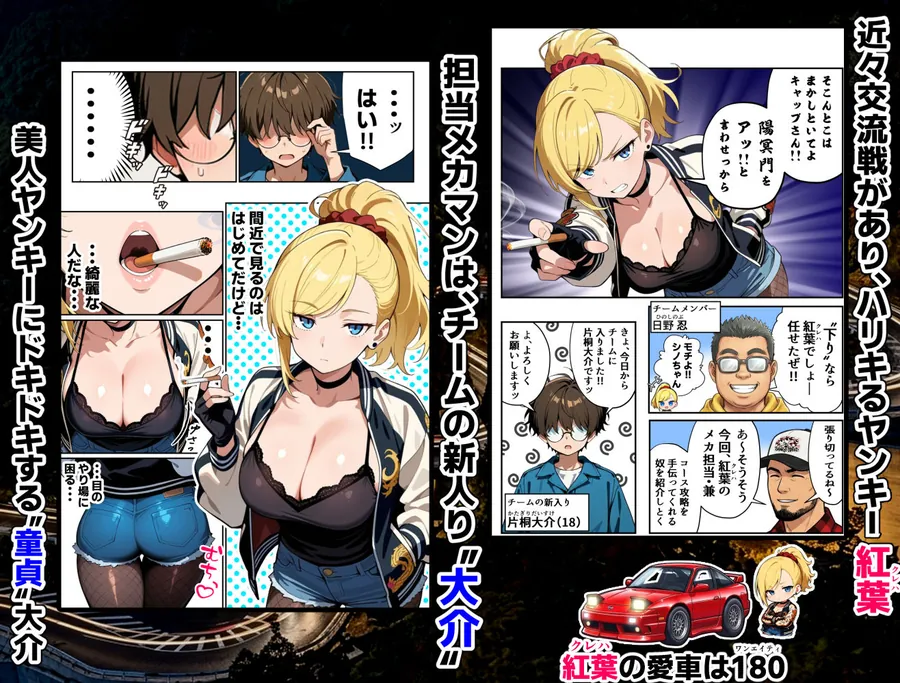 【無料エロ漫画・同人】車オタクの俺が走り屋ヤンキー女で童貞卒業するまでの話・前編-2枚目