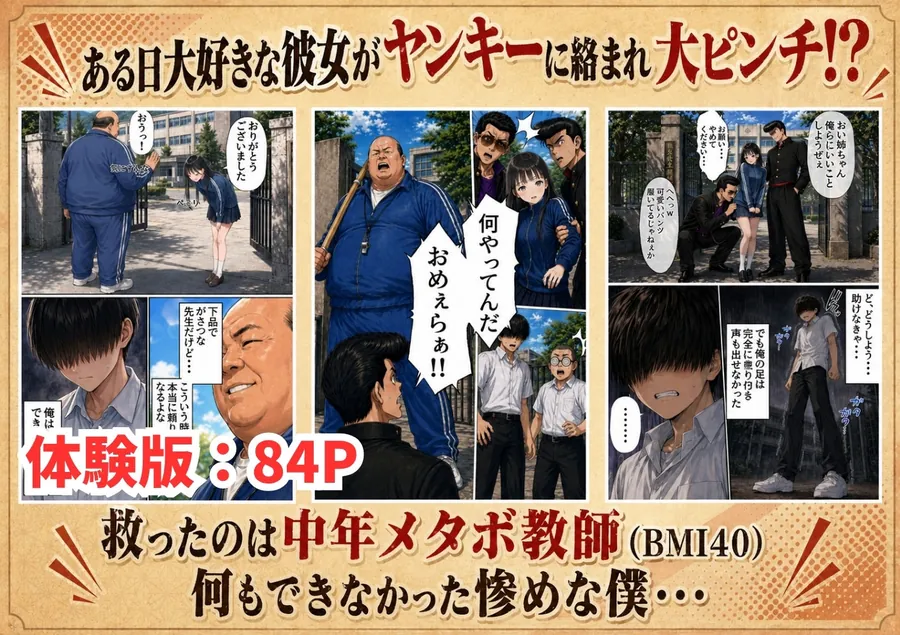 【無料エロ漫画・同人】【昭和編】想いを寄せていたクラスメイトが中年メタボ教師（BMI40）と肉体関係だった件-2枚目